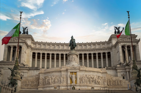 Monument to Victor Emmanuel II in Italy's capital Romeの写真素材