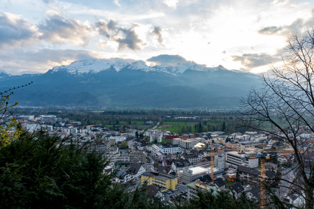 View of Vaduz, the capital of Liechtenstein in Central Europeの写真素材