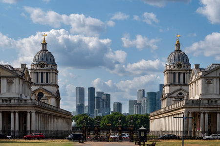 City of London skyscrapers seen from Greenwichの写真素材