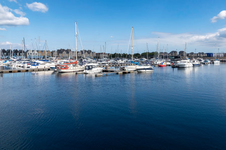 Moored boats at Chatham marina in North Kentの写真素材