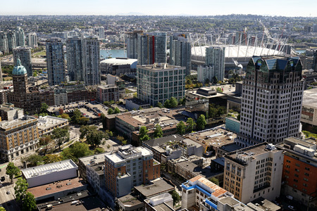 Downtown Vancouver, British Columbia, Canada, lookin toward stadium.のeditorial素材