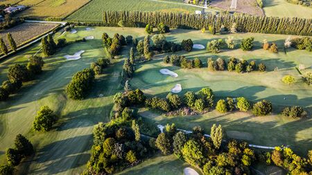 Aerial view of a golf clubの写真素材