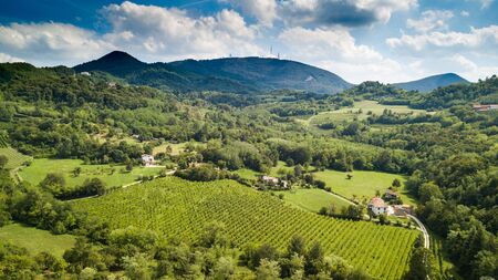 Drone view of Euganean Hills in Italyの写真素材