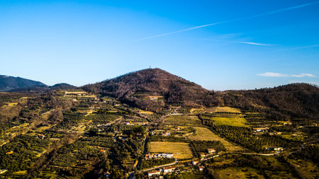 Drone view of Euganean Hills in Italy