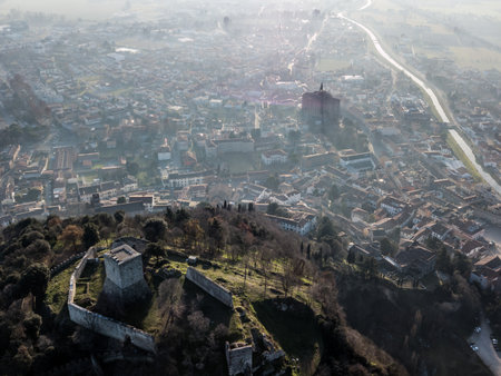 Aerial view of the city of Monseliceの写真素材