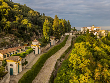 Panoramic view of the old town of Monseliceの写真素材