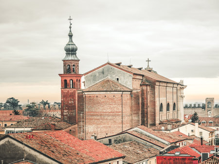 Panoramic view of the city of Cittadella, Italyの写真素材