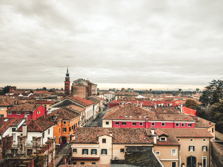 View of the city of Cittadella, Italyの写真素材
