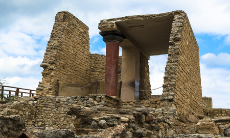 Crete, Greece - November, 2017: scenic ruins of the Minoan Palace of Knossos.のeditorial素材