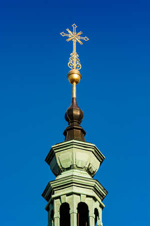 Prague, Czech republic - September 19, 2020. Golden details of the tops of Brevnov Monasteryのeditorial素材