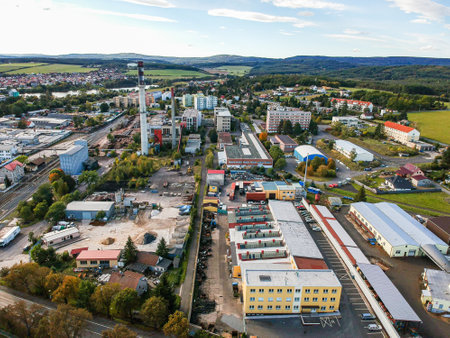 Aerial view of famous glove making industry in Dobrisのeditorial素材