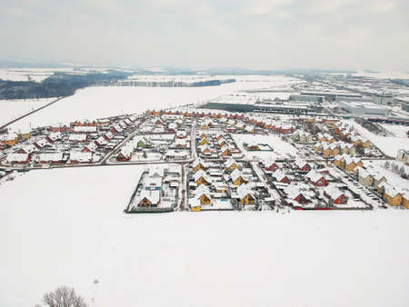Nupaky, Czech republic - February 09, 2021. Winter landscape of small village near Pragueのeditorial素材