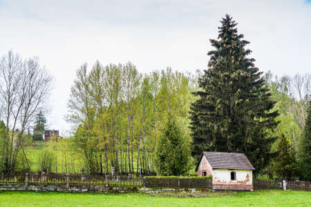 Borovnicka, Czech republic - May 15, 2021. Small old village cemetery after german sudeten populationのeditorial素材