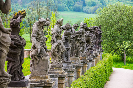Kuks, Czech republic - May 15, 2021. Baroque statues of vicesのeditorial素材