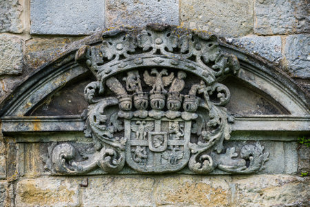 Kuks, Czech republic - May 15, 2021. Coat of arms of Sporck family in hospital areaのeditorial素材