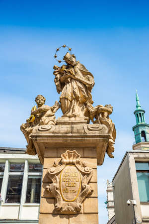 Poznan, Poland - August 09, 2021. Joann Nepomuceno statueのeditorial素材