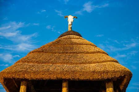 Biskupin, Poland - August 09, 2021. Archaeological site and a life-size model of a late Bronze Age fortified settlement in north-central Polandのeditorial素材