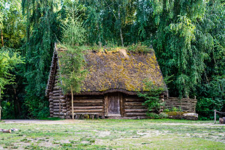 Biskupin, Poland - August 09, 2021. Archaeological site and a life-size model of a late Bronze Age fortified settlement in north-central Polandのeditorial素材