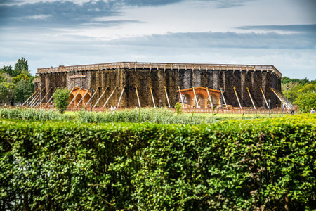 Inowroclaw, Poland - August 10, 2021. Area of Park Solankowy with Brine graduation towers of doctor Jan Osotのeditorial素材