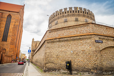 Torun, Poland - August 11, 2021. Area of jail in the old part of the city - Okraglak - Areszt...