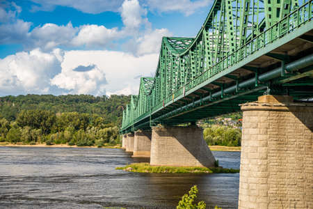 Wloclawek, Poland - August 11, 2021. Green bridge Marszalka Rydza-Smiglego over Wistula river in Summerのeditorial素材