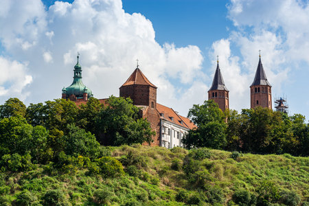 Plock, Poland - August 12, 2021. Castle above river in Summer