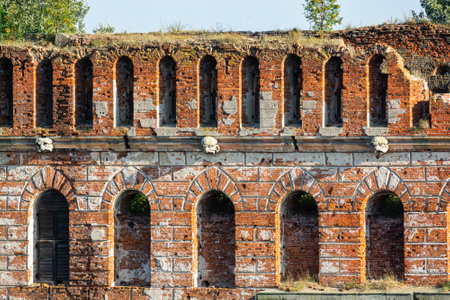 Nowy Dwor Mazowiecki, Poland - August 12, 2021. Granary of the Modlin Fortress in Summerのeditorial素材