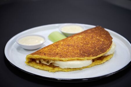 cachapa typical food from venezuela made from corn filled with cheese and creamの写真素材