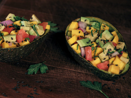 Avocado Stuffed with frash vegetables