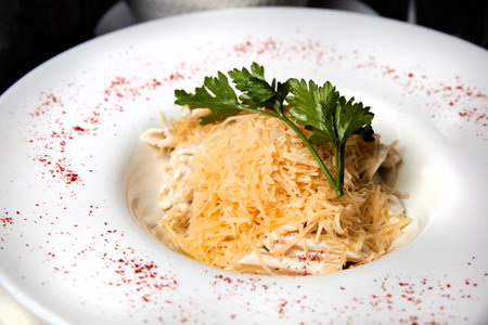 Pasta Carbonara with bacon, parmesan cheese and creamの写真素材