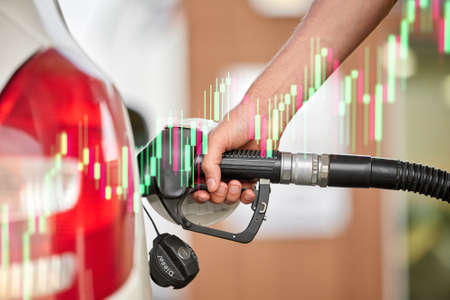 Rising of fuel price as oil global crisis conceptの写真素材