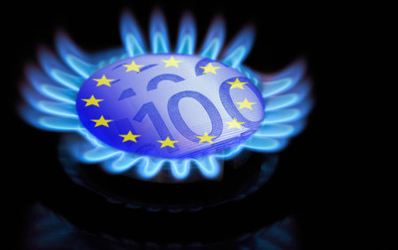 natural gas cost growth concept with gas burnerの写真素材