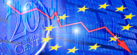 European stock market fall conceptの写真素材