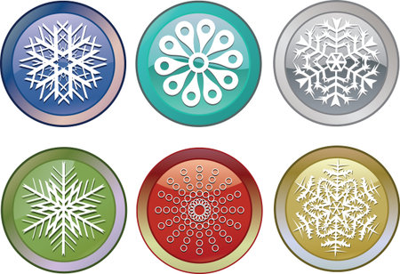 snowflakes icons, they will show time of the Christmas holidays, additional vectorのイラスト素材