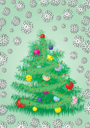 Furry Christmas tree card, greetings card, vector illustration, see more at my portfolio, you can type your textのイラスト素材