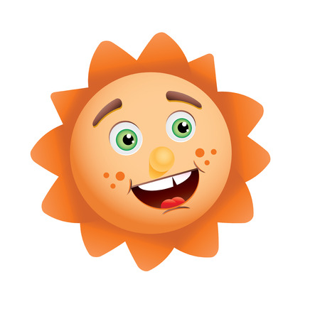 Funny sun face, vector illustrationのイラスト素材