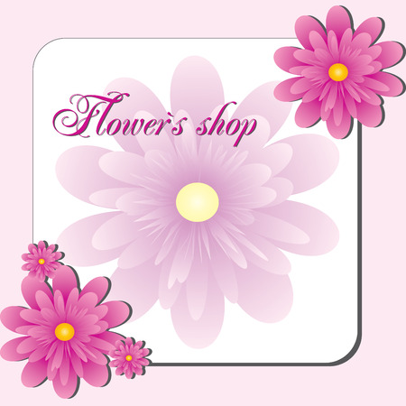 Pink Flower shop, Visit card or flayer for flower shop or else, vector, see more at my portfolio のイラスト素材