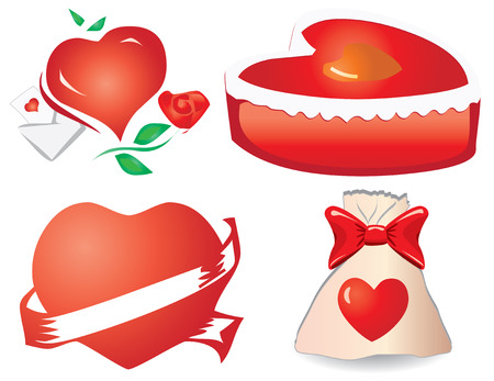 Set of valentine`s hearts, part 11, vector illustrationのイラスト素材