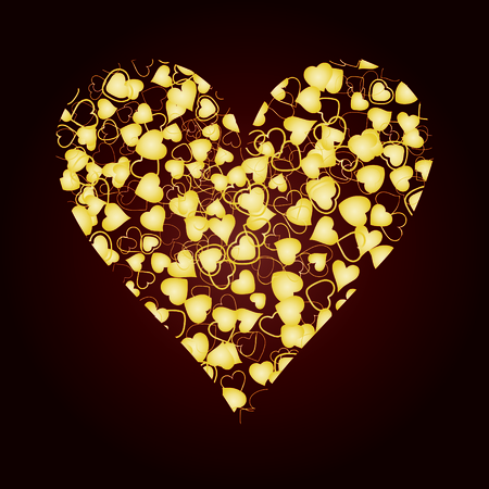 Valentine card with heart made from hearts, illustrationのイラスト素材