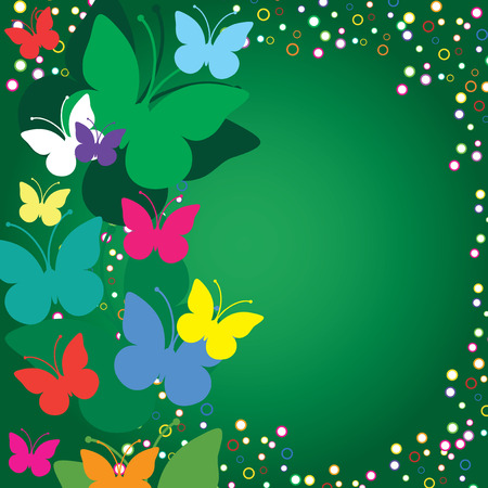 Green  background with butterfliesのイラスト素材