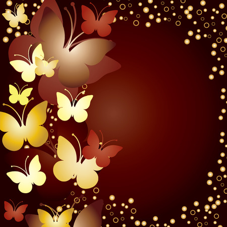 Gold background with butterfliesのイラスト素材