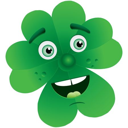 Clover for St. Patrick`s Day with face, illustrationのイラスト素材