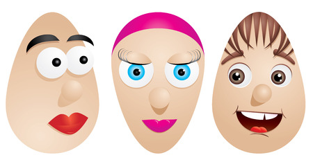Eggs with faces, part 2, vector illustrationのイラスト素材