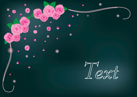 Greetings card with pink roses, illustration made with meshのイラスト素材