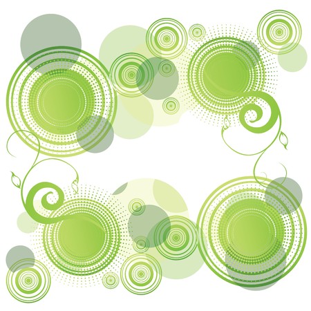 Green abstract background with rounds, illustrationのイラスト素材