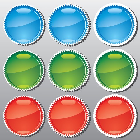 Set of glossy multicolored badges, part 1, vector illustrationのイラスト素材