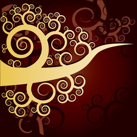 Brown abstract background with gold futuristic tree.のイラスト素材