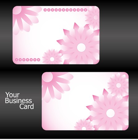 Set of pink business card with flowersのイラスト素材