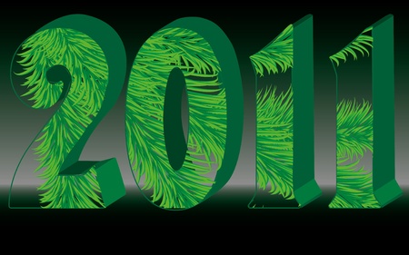 Transparent 2011 with fir tree branchesのイラスト素材