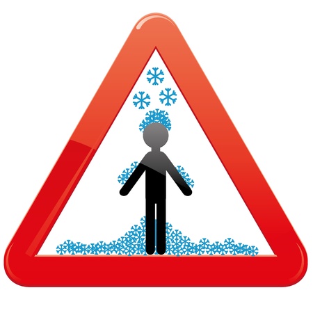 Warning sign about snowfalls, illustrationのイラスト素材